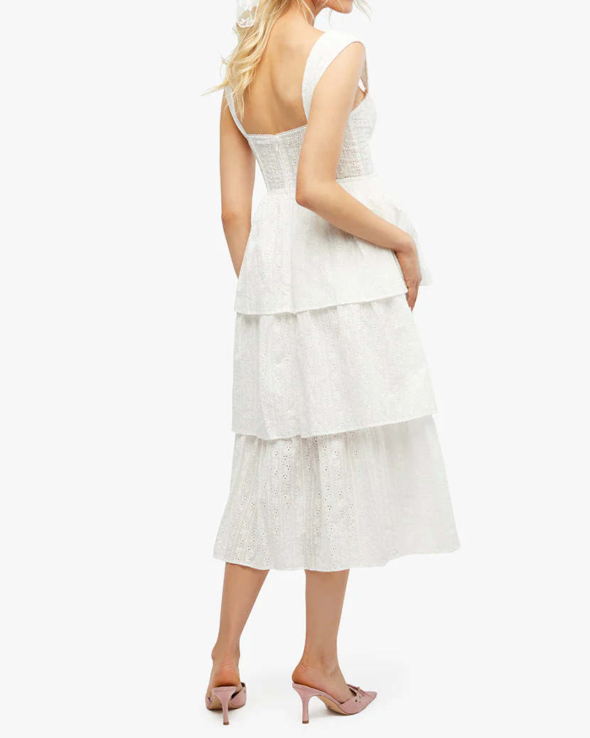 Corset Eyelet Maxi Dress | White - Image 4