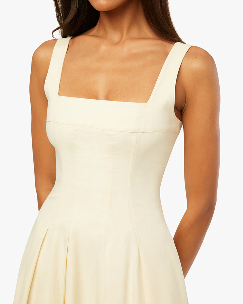 Corset Pleated Midi Dress | Antique White - Image 4