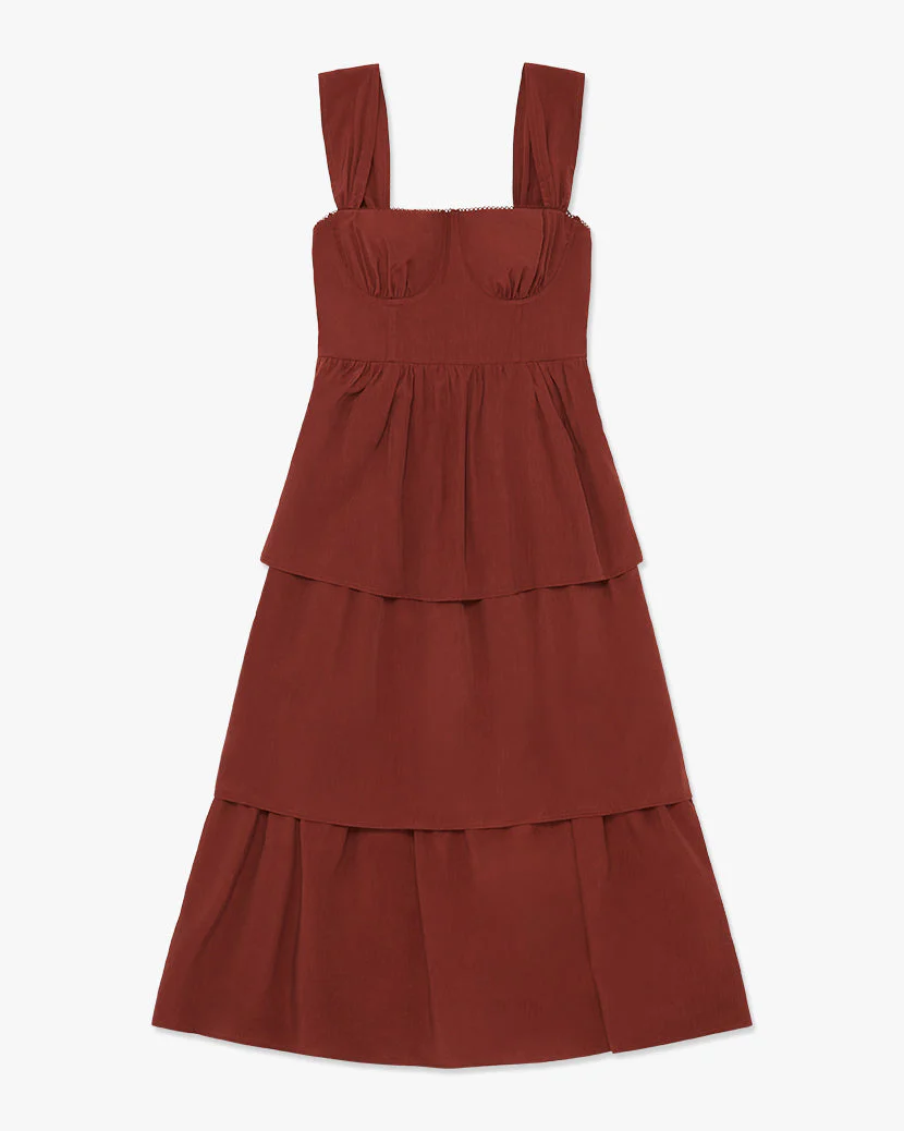 Corset Poplin Maxi Dress | Smoked Paprika - Image 2