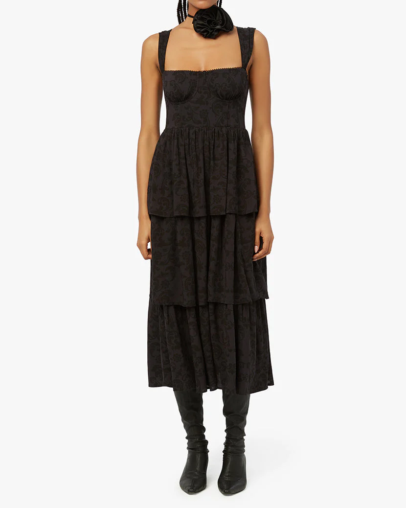 Corset Poplin Moody Baroque Maxi Dress | Black - Image 3