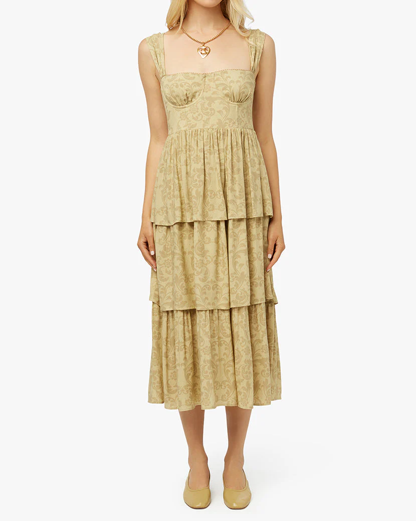 Corset Poplin Moody Baroque Maxi Dress | Stone - Image 4
