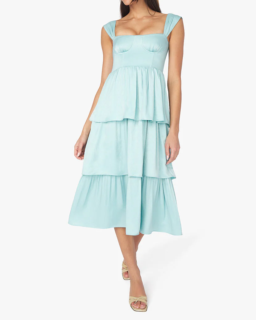 Corset Sateen Dress | Baby Blue
