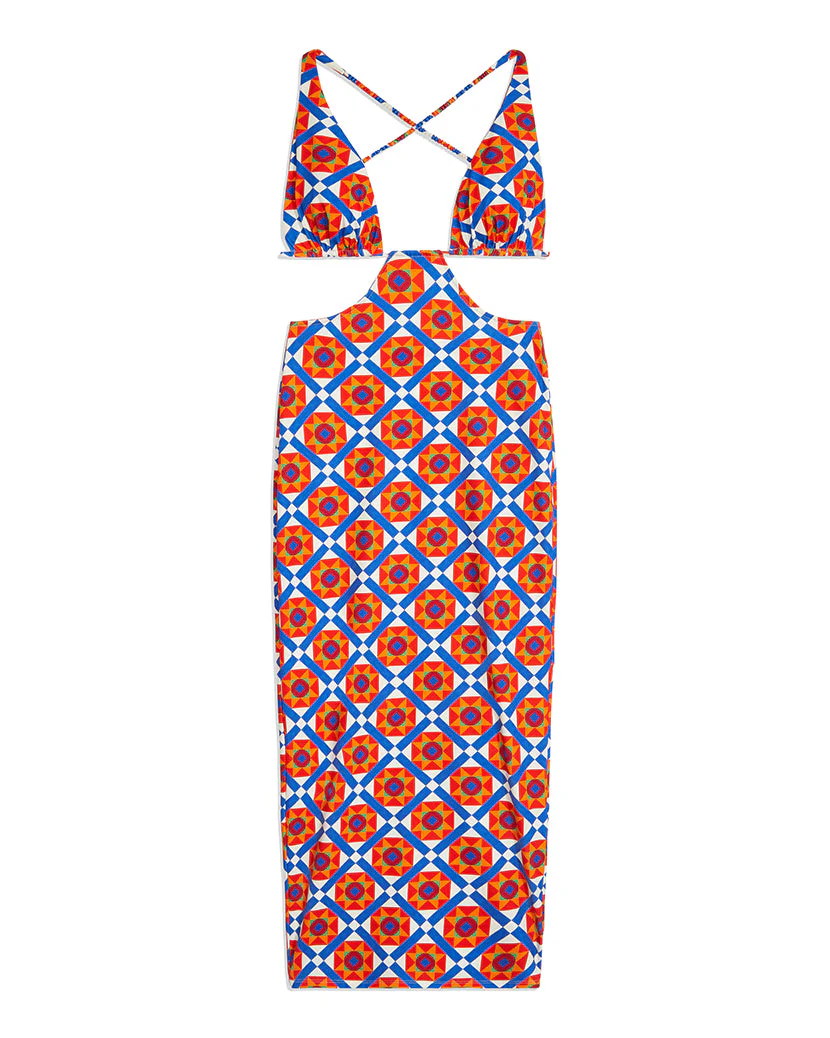 Cowl Back Mosaic Maxi Dress | Off White - Image 3