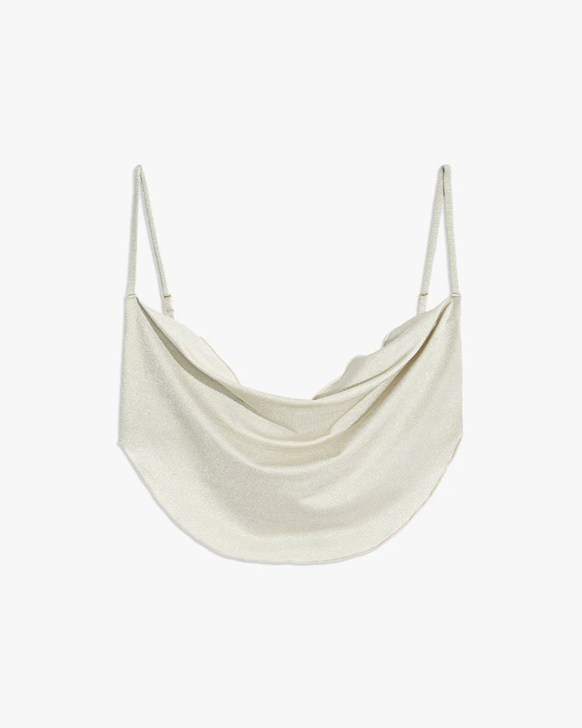 Cowl Neck Glitter Bikini Top | Silver - Image 2
