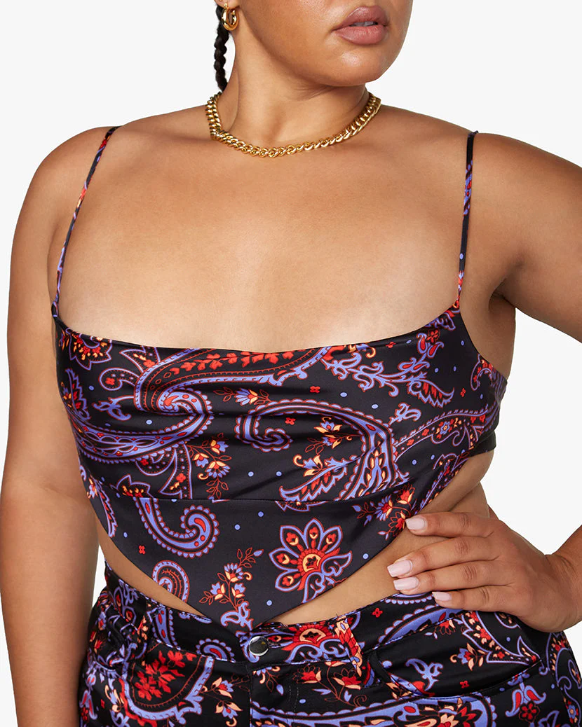 Cowl Paisley Top | Black Multi - Image 4