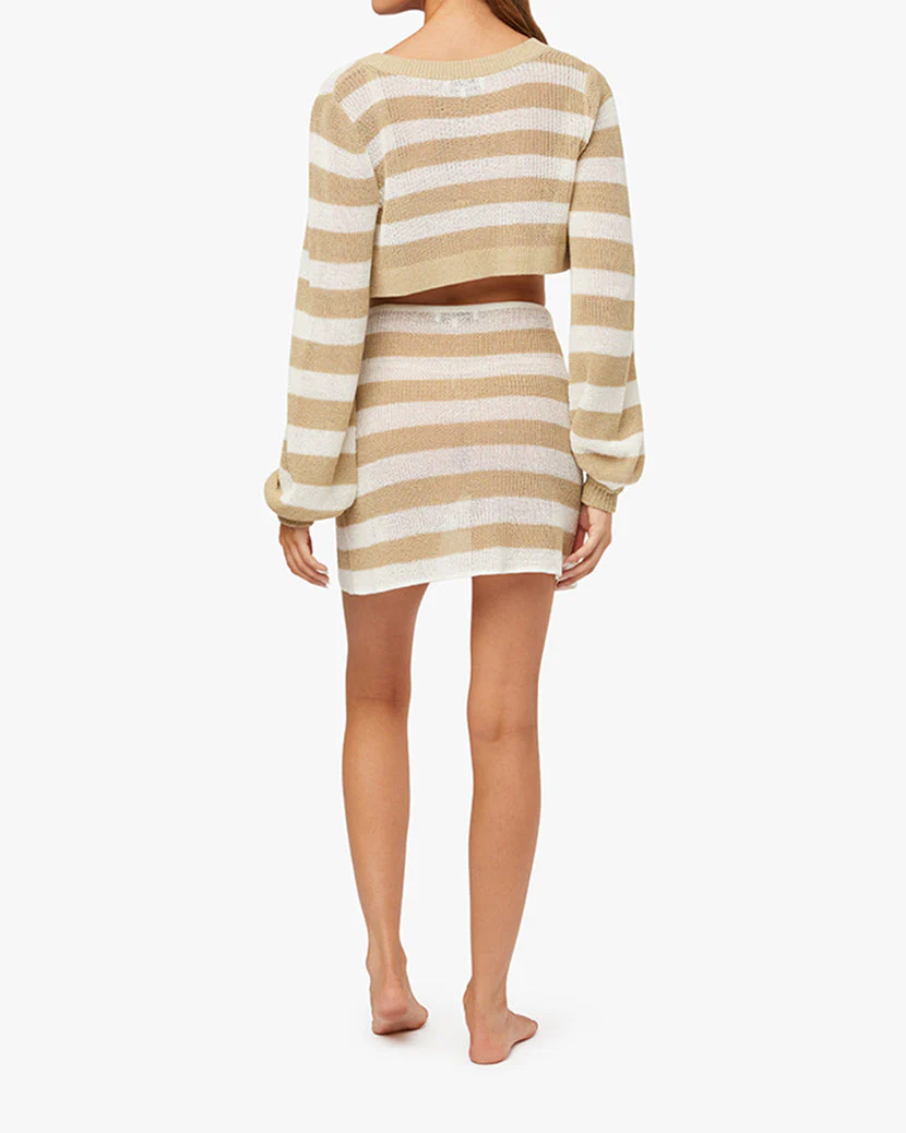 Crochet Mini Skirt | Pale Gold x Off White - Image 6