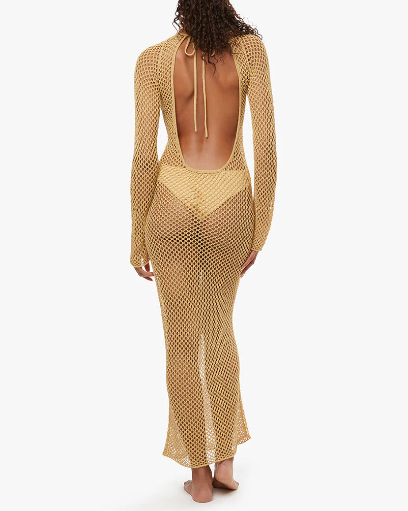 Crochet Open Back Maxi Dress | Desert - Image 5