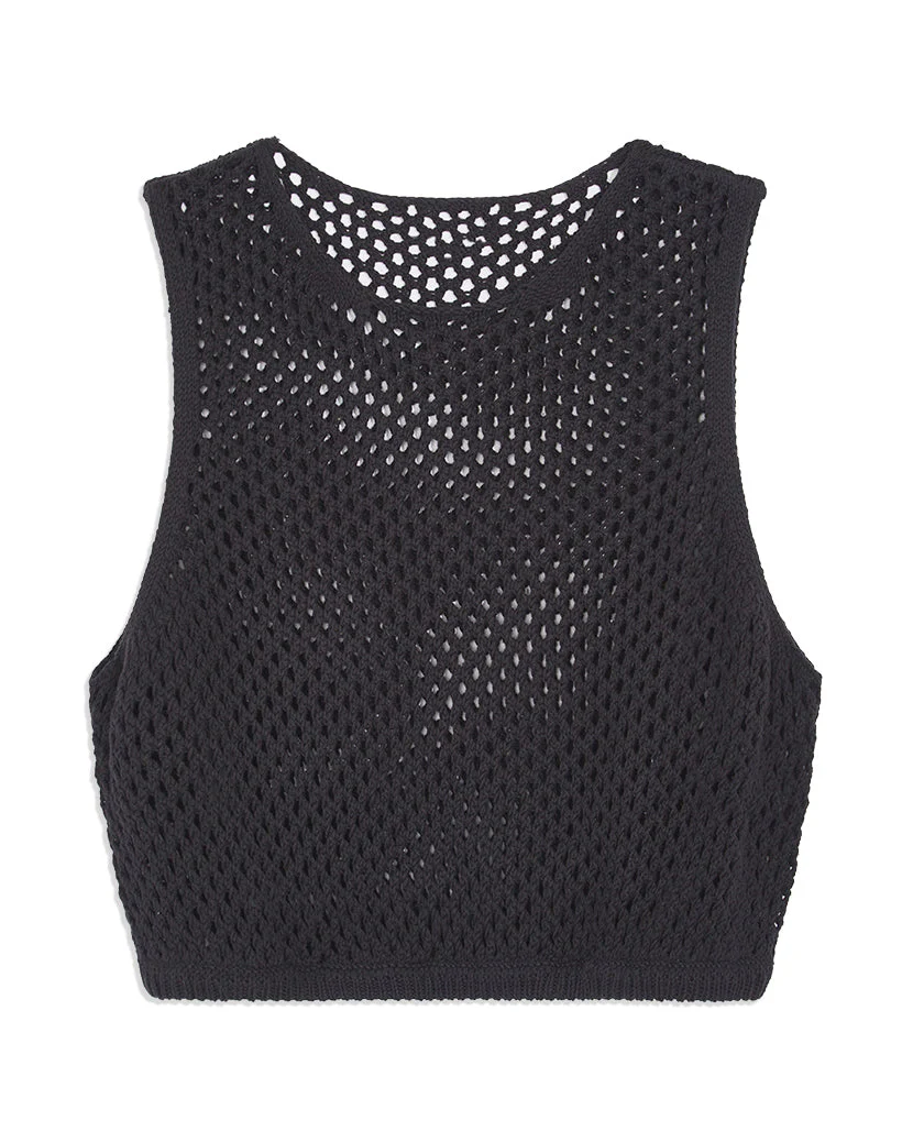 Crochet Ruched Crop Top | Black (V1) - Image 2