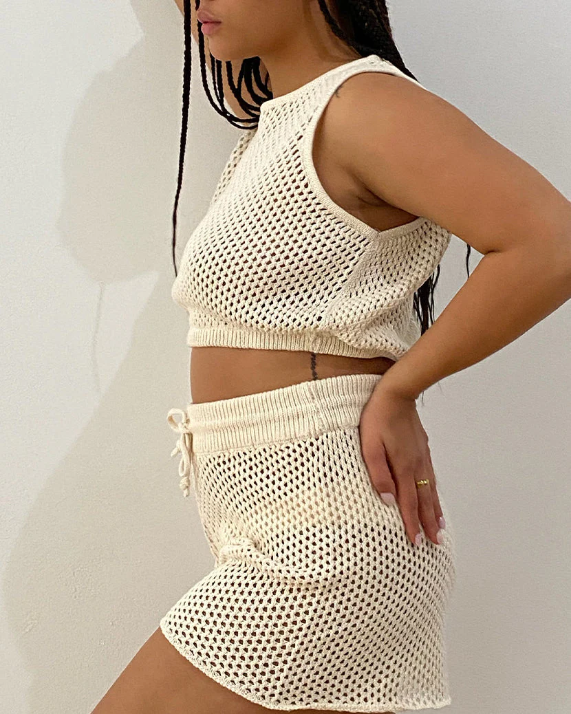 Crochet Ruched Crop Top | Off White (V3) - Image 3