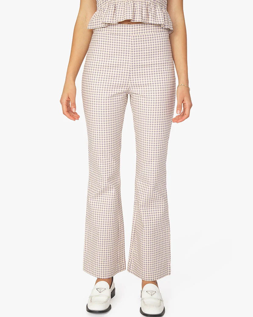 Crop Straight Micro Gingham Pant | Whisper White - Image 3