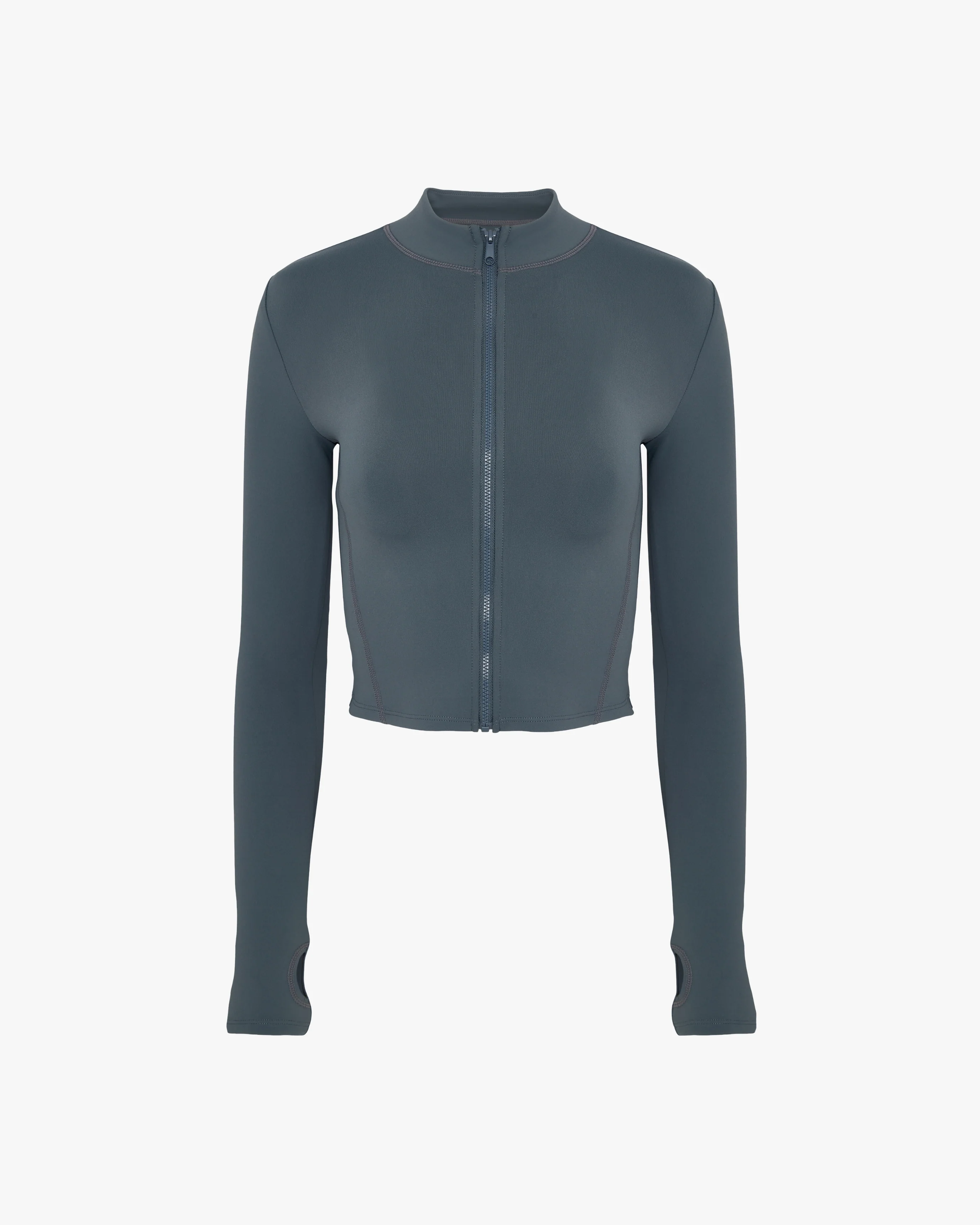Cropped Active Zip-Up Jacket | Dark Grey - Image 4