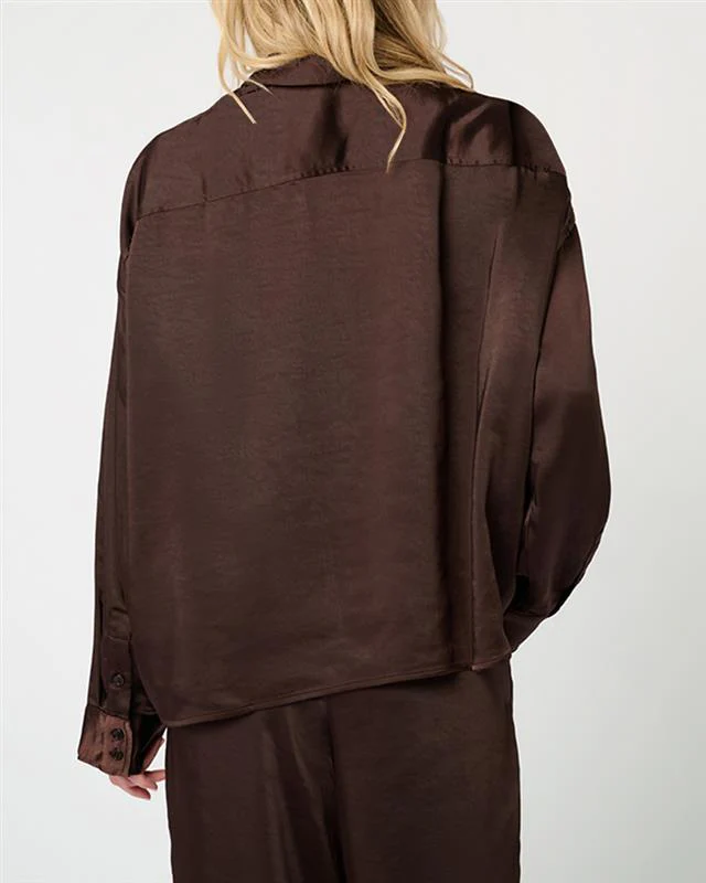 Cropped Button Front Shirt | Chestnut - Image 6