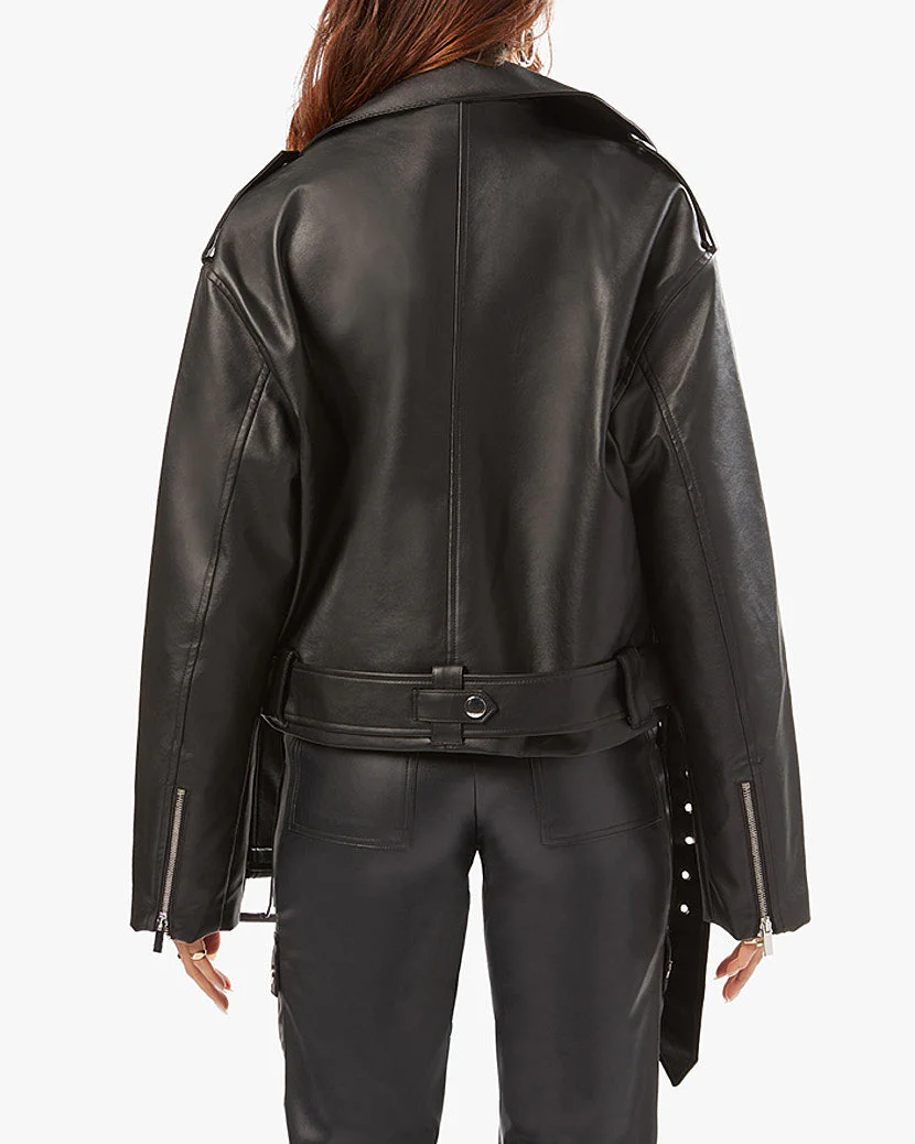 Cropped Faux Leather Moto Jacket | Black - Image 5