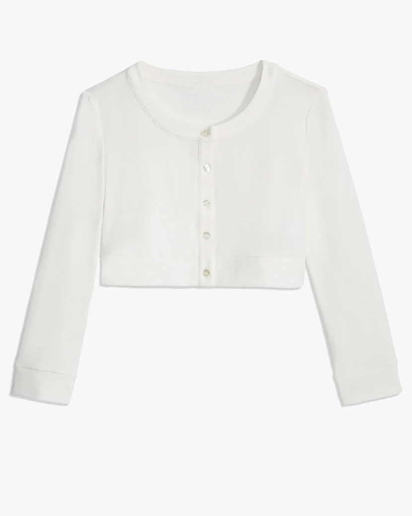 Cropped Jersey Knit Cardigan | Off White - Image 2