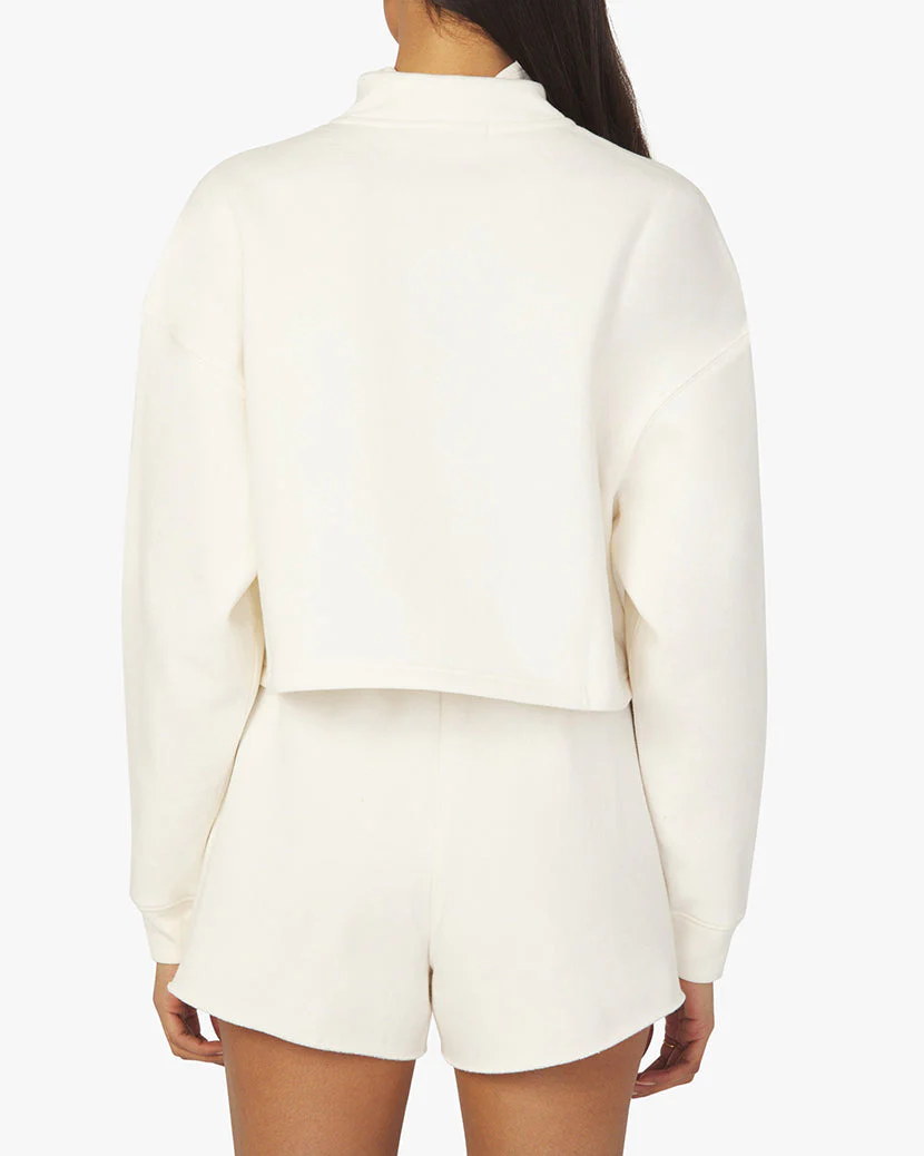 Cropped Knit Quarter Zip | Off White - Image 5