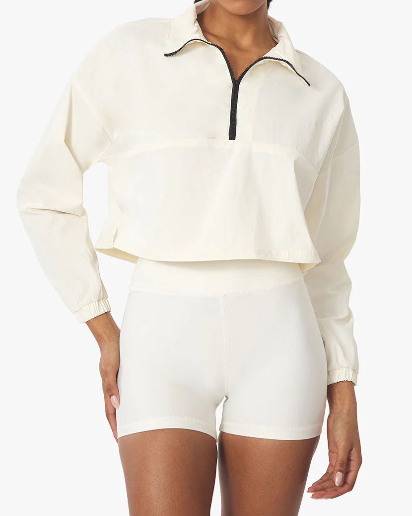 Cropped Nylon Quarter Zip | Off White - Image 4