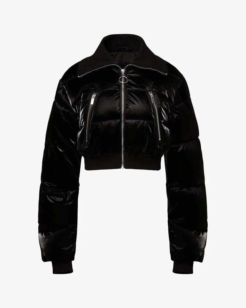 Cropped Puffer Jacket | Black - Image 2