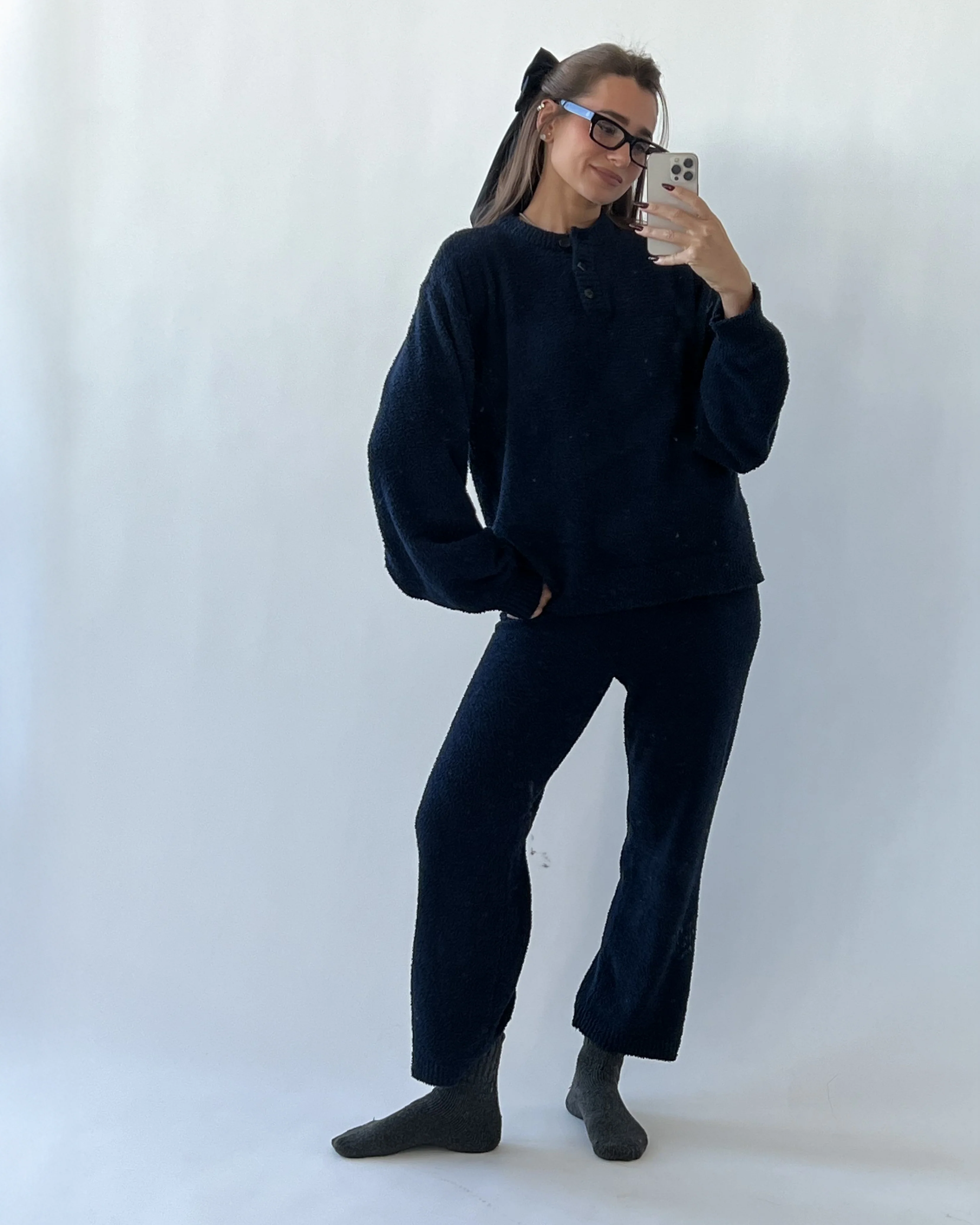 Cropped Pull-On Sweater Pant | Dark Navy