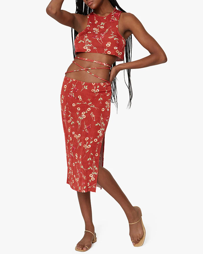 Cropped Roses And Daisies Tank | Redwood Multi - Image 5