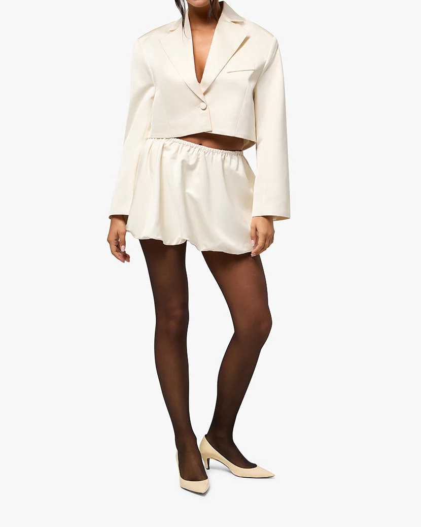 Cropped Satin Blazer | Ivory - Image 4