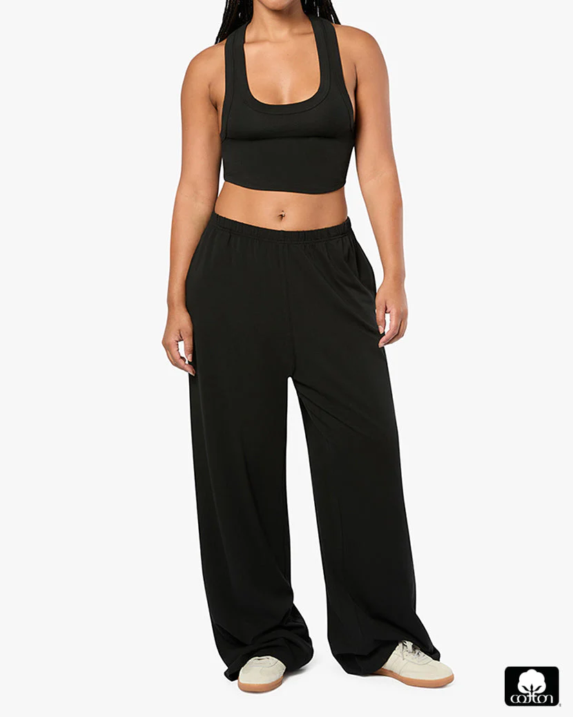 Cropped Scoop Tank | Black - Image 3