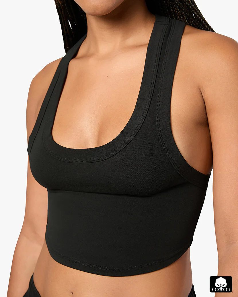 Cropped Scoop Tank | Black - Image 4