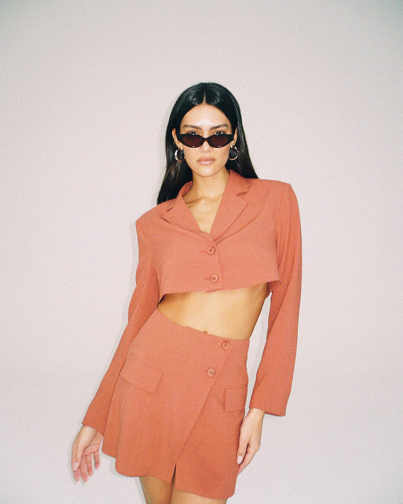Cropped Suiting Blazer | Clay - Image 4