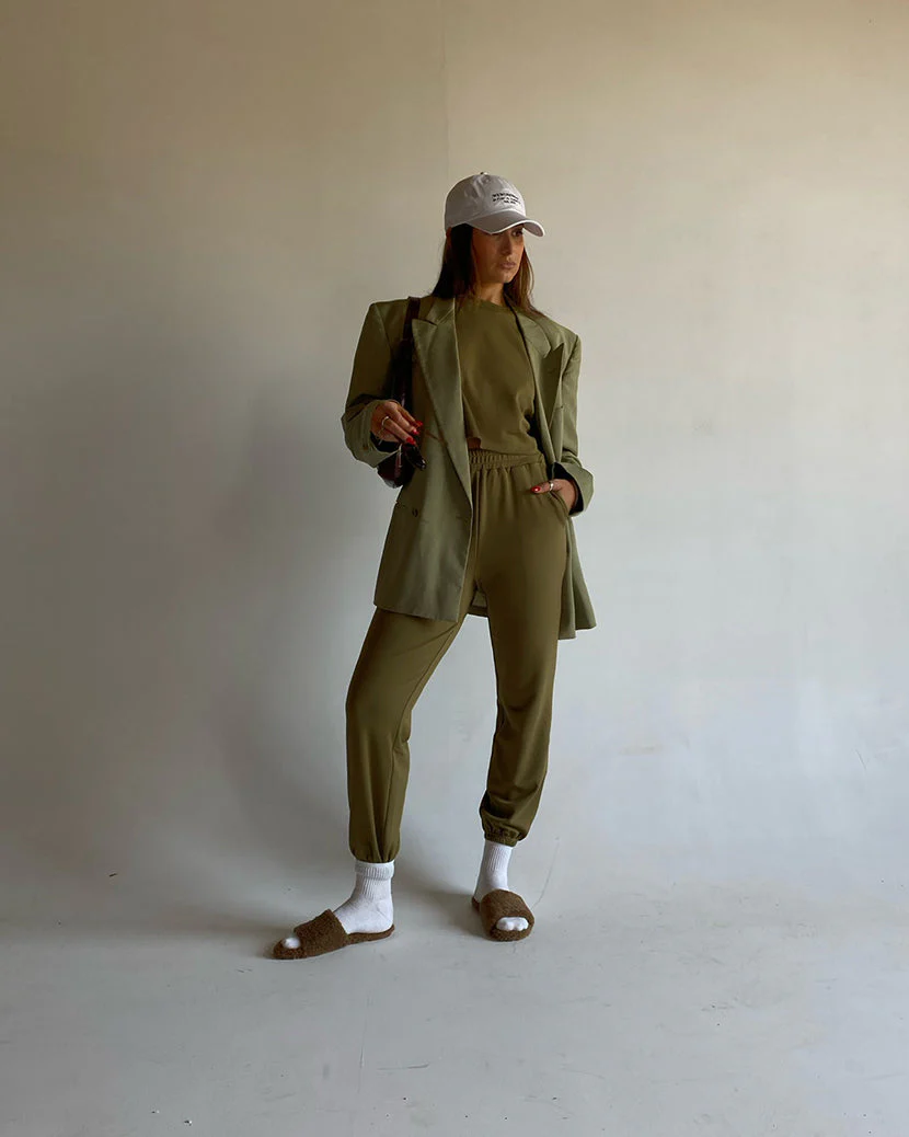 Cropped Ultra Soft Terry Crewneck | Green - Image 3