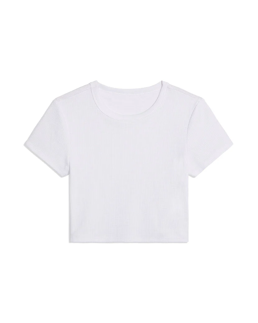 Cropped Waffle Knit Baby Tee | Optic White - Image 2