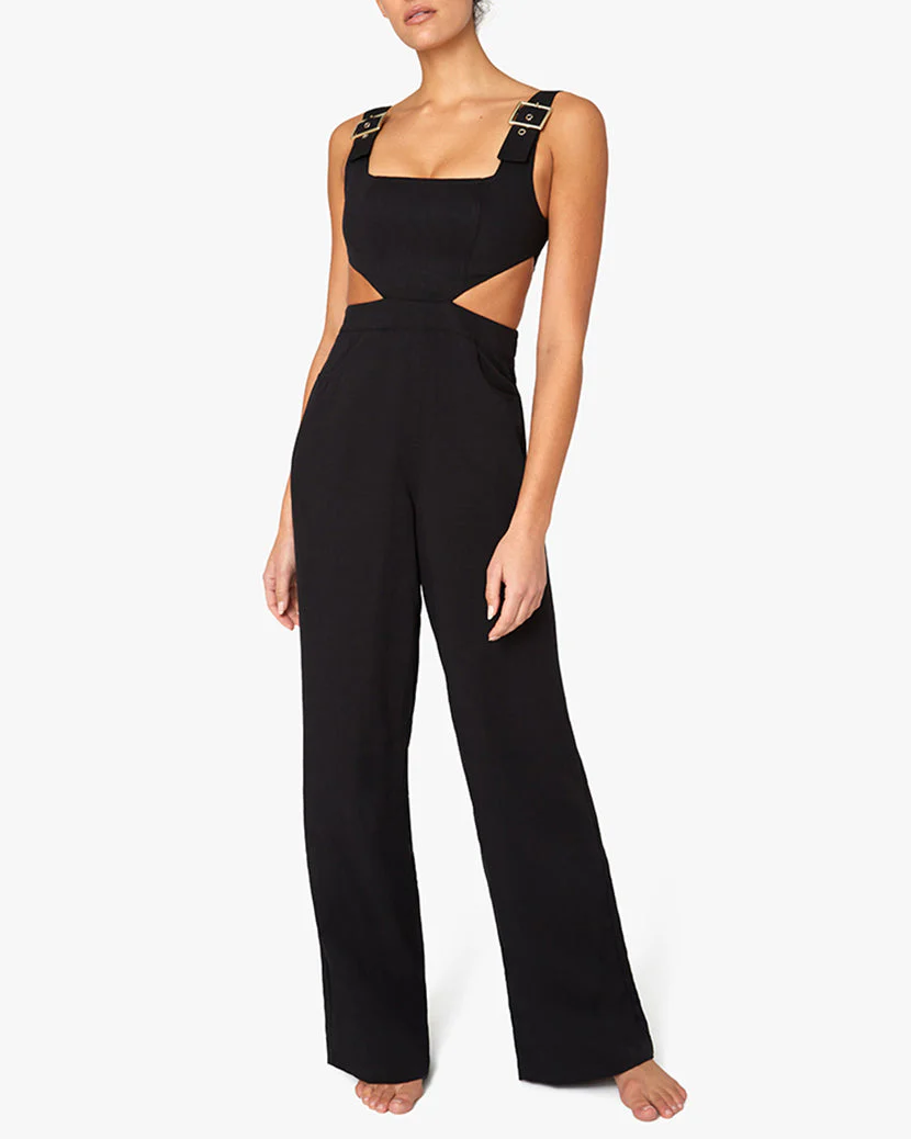 Cut Out Overalls | Black - Image 4