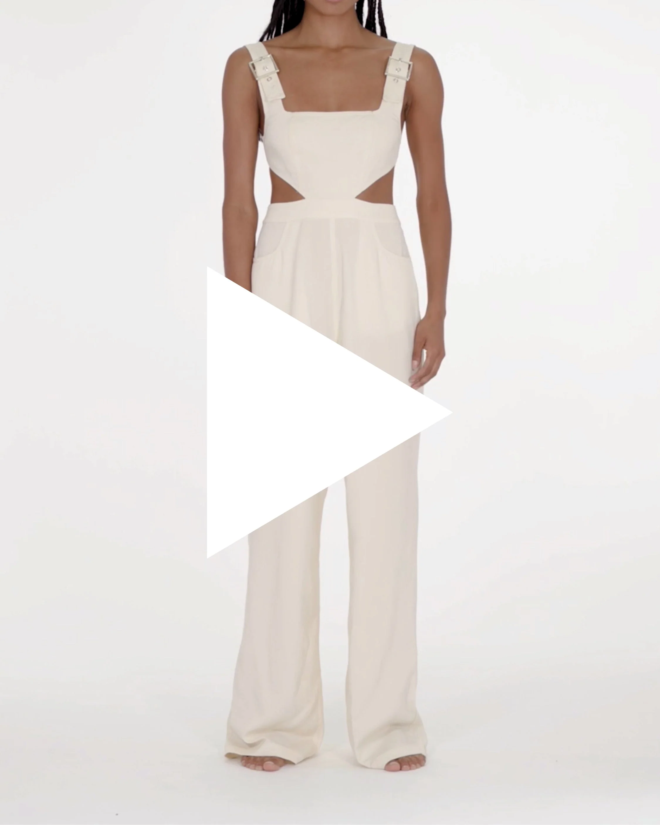 Cut Out Overalls | Ivory - Image 7