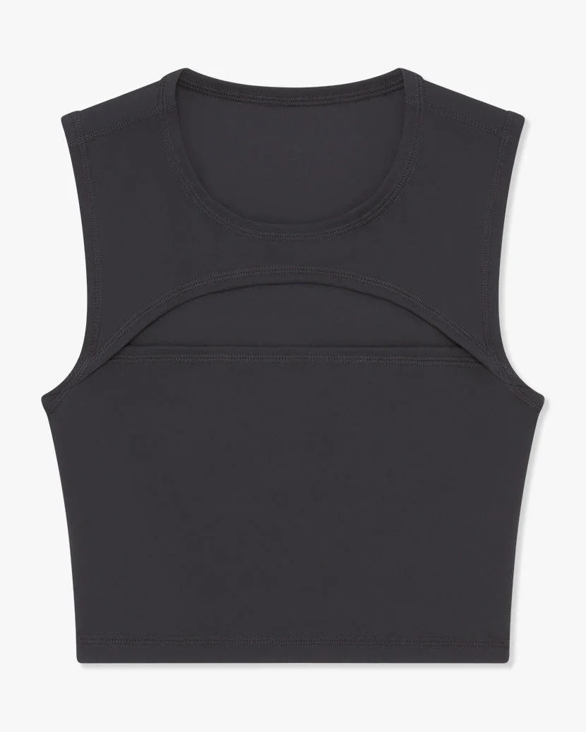 Cutout Crew Neck Tank | Black - Image 2