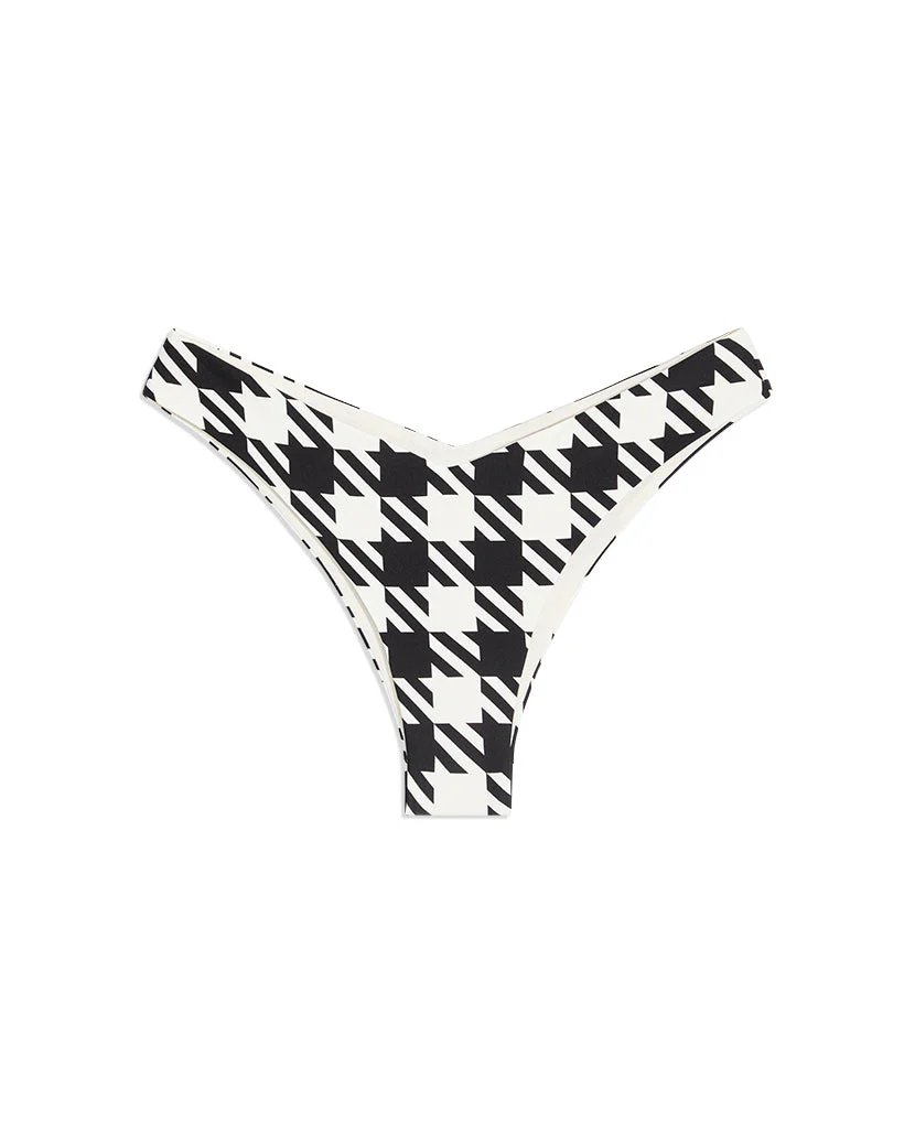 Delilah Oversized Houndstooth Bikini Bottom | Black White - Image 2