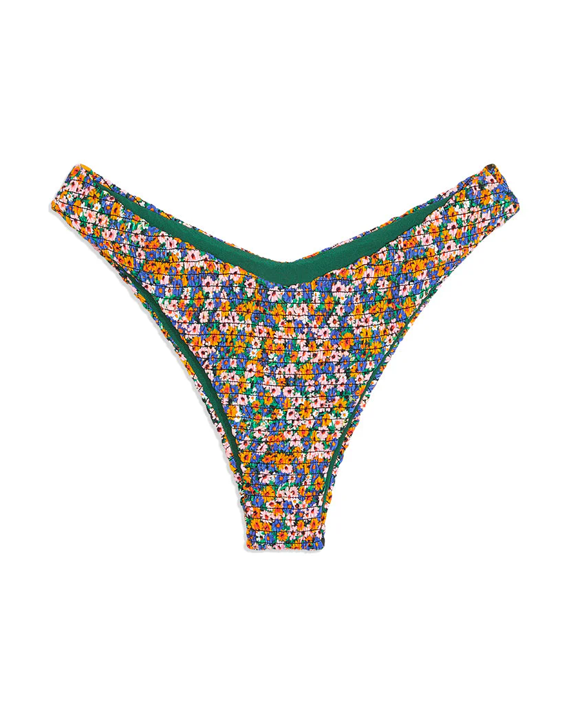 Delilah Smocking Micro Wildflowers Bikini Bottom | Bright Green - Image 2