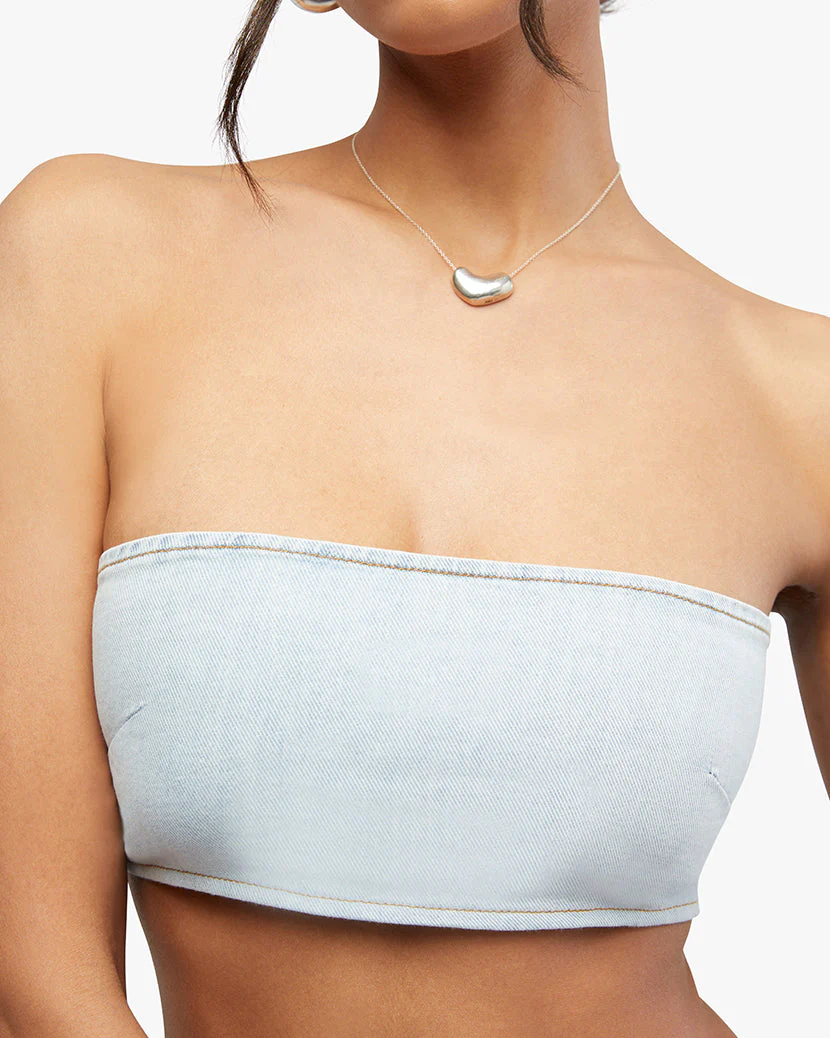 Denim Bandeau Top | Light Wash - Image 6