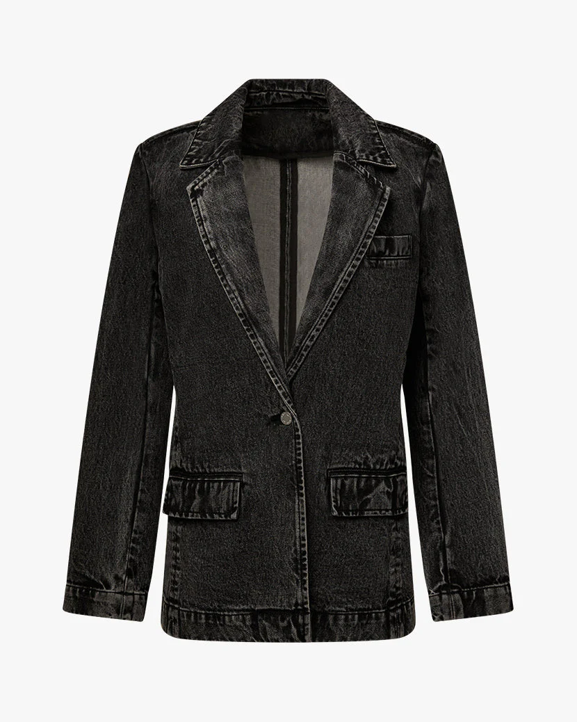 Denim Blazer | Black Acid Wash - Image 2