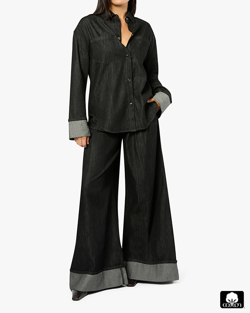 Denim Cuff Shirt | Dark Grey - Image 4