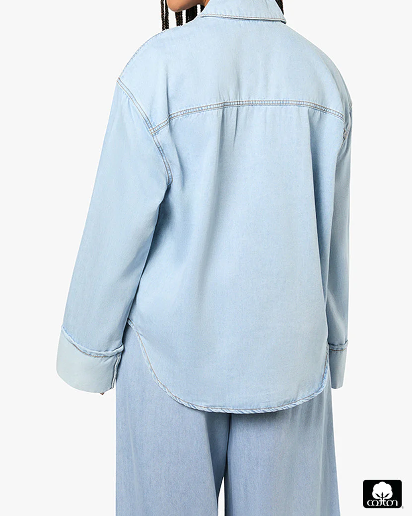 Denim Cuff Shirt | Light x Mid Wash - Image 6