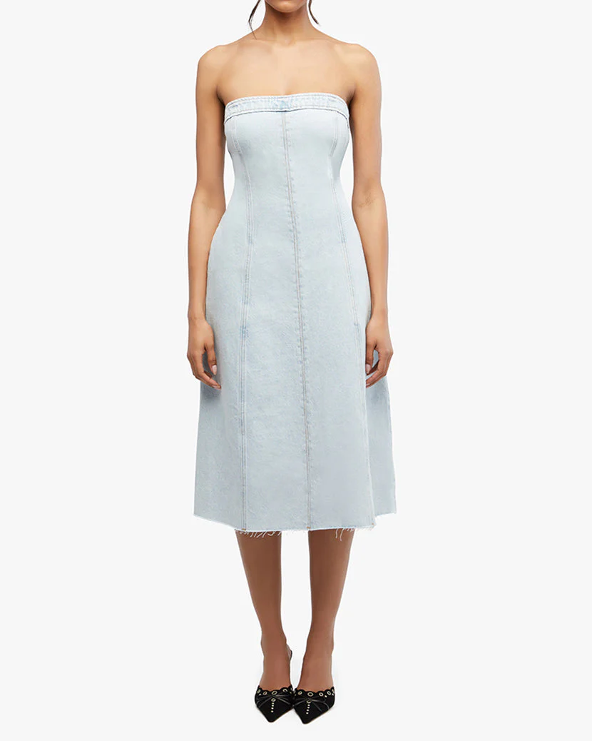 Denim Strapless Midi Dress | Super Light - Image 8
