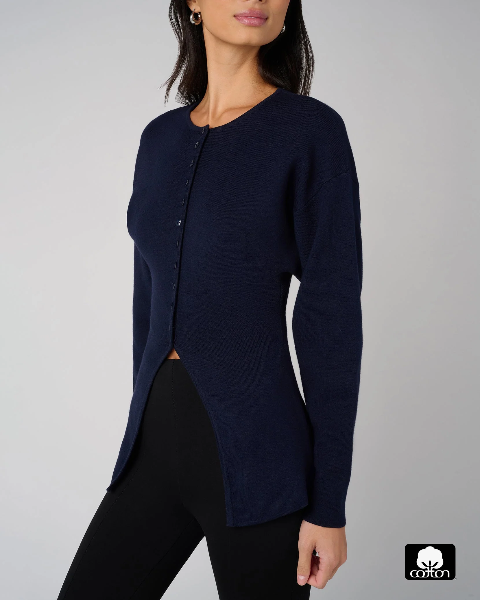 Drop Shoulder Cardigan | Dark Navy - Image 5