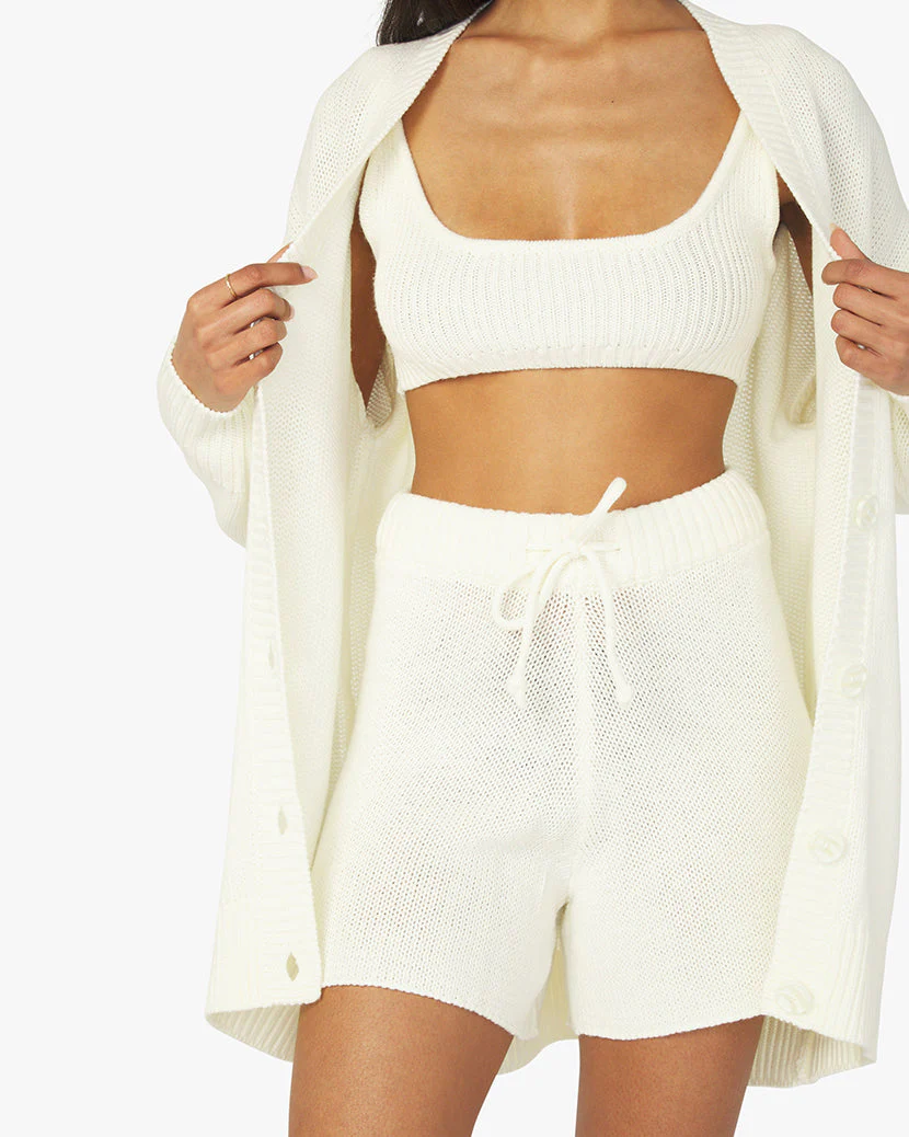 Dropped Shoulder Chunky Cozy Stitch Cardigan | Ivory - Image 4
