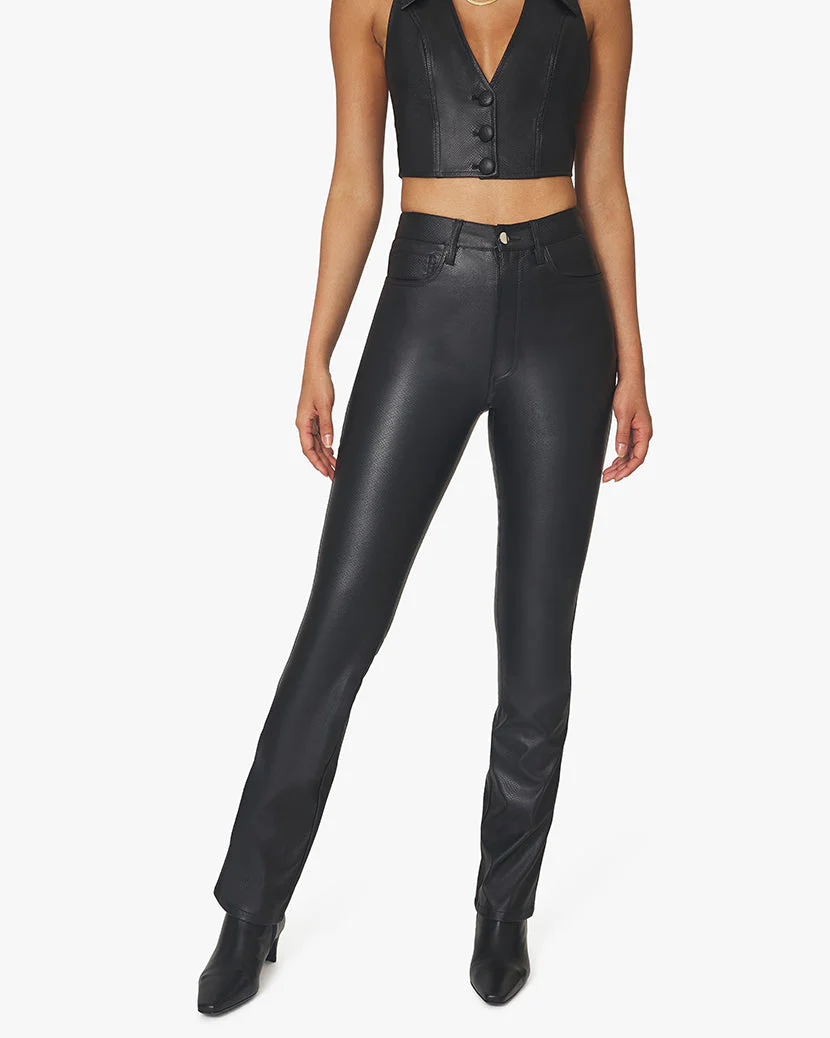 Embossed Croc Ankle Flare Pant | Black - Image 4
