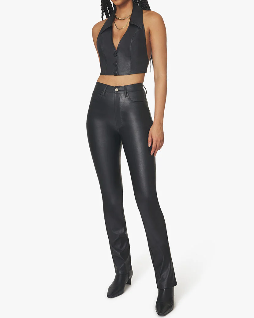 Embossed Croc Ankle Flare Pant | Black - Image 6