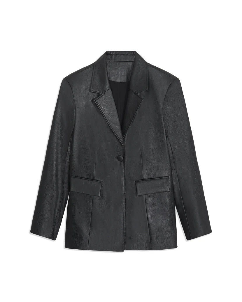 Embossed Croc Fall Blazer | Black - Image 2