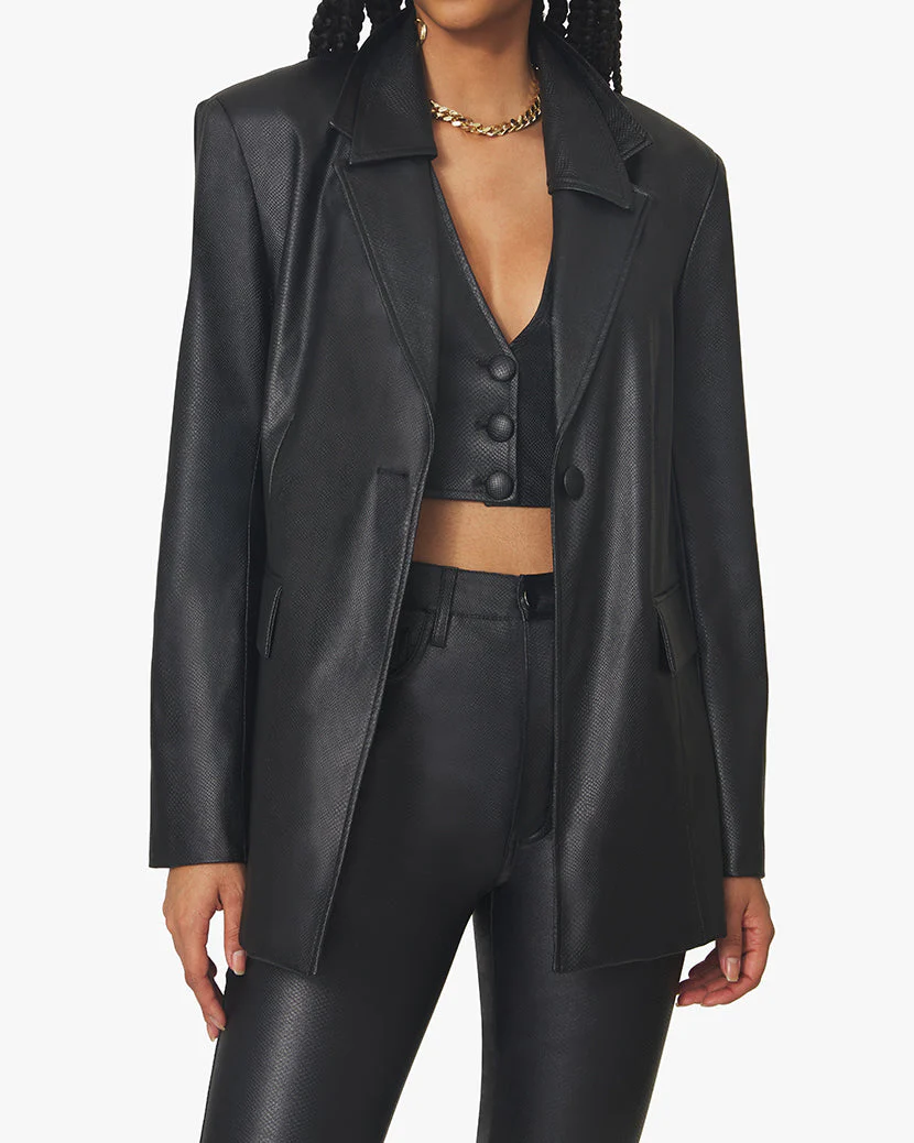 Embossed Croc Fall Blazer | Black - Image 4
