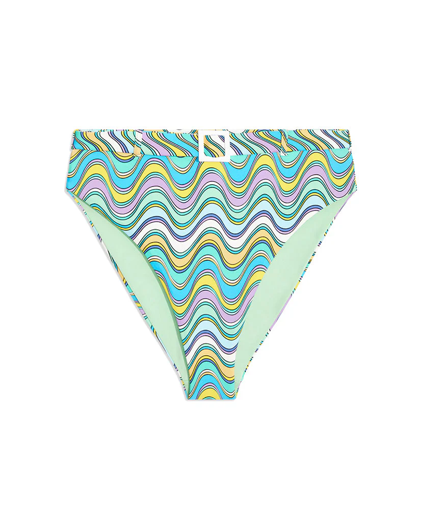 Emily Wavy Chevron Bikini Bottom | Aqua - Image 2