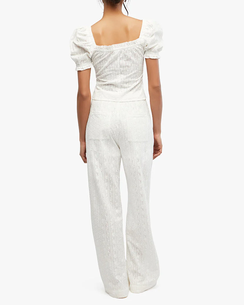 Eyelet Puff Sleeve Top | White - Image 5