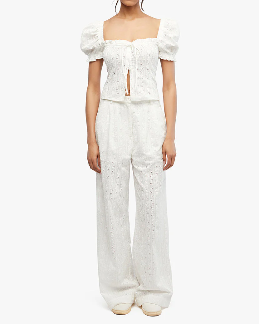 Eyelet Puff Sleeve Top | White - Image 6
