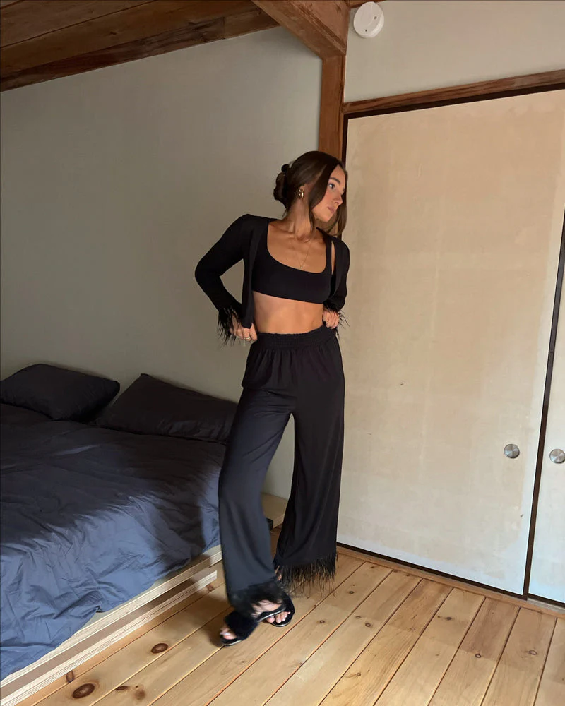 Feather Modal Jersey Pull On Pant | Black - Image 3