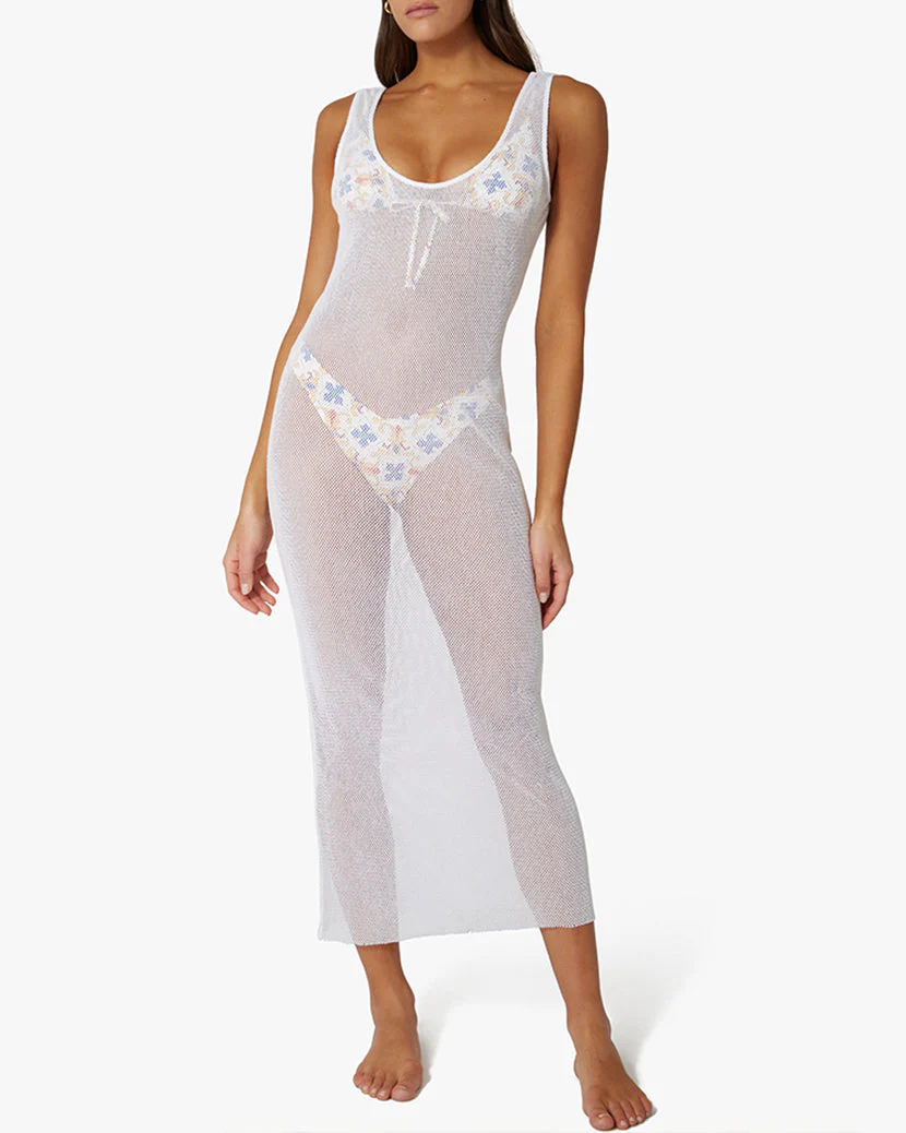Fishnet Maxi Dress | White - Image 4